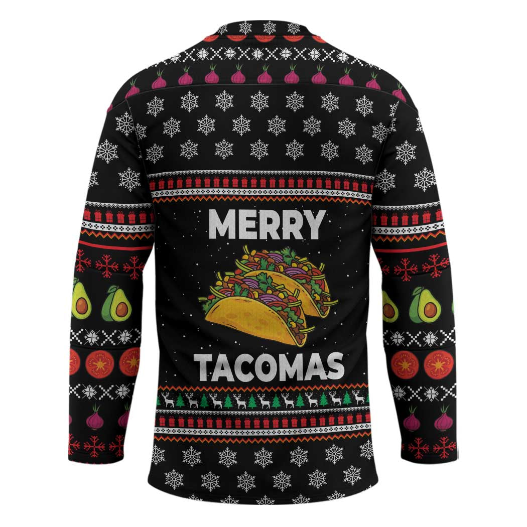 Merry Tacomas Christmas Hockey Jersey Xmas Holiday Patterns - Wonder Print Shop