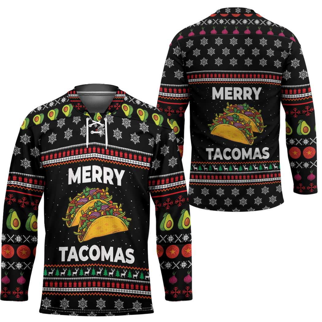 Merry Tacomas Christmas Hockey Jersey Xmas Holiday Patterns - Wonder Print Shop
