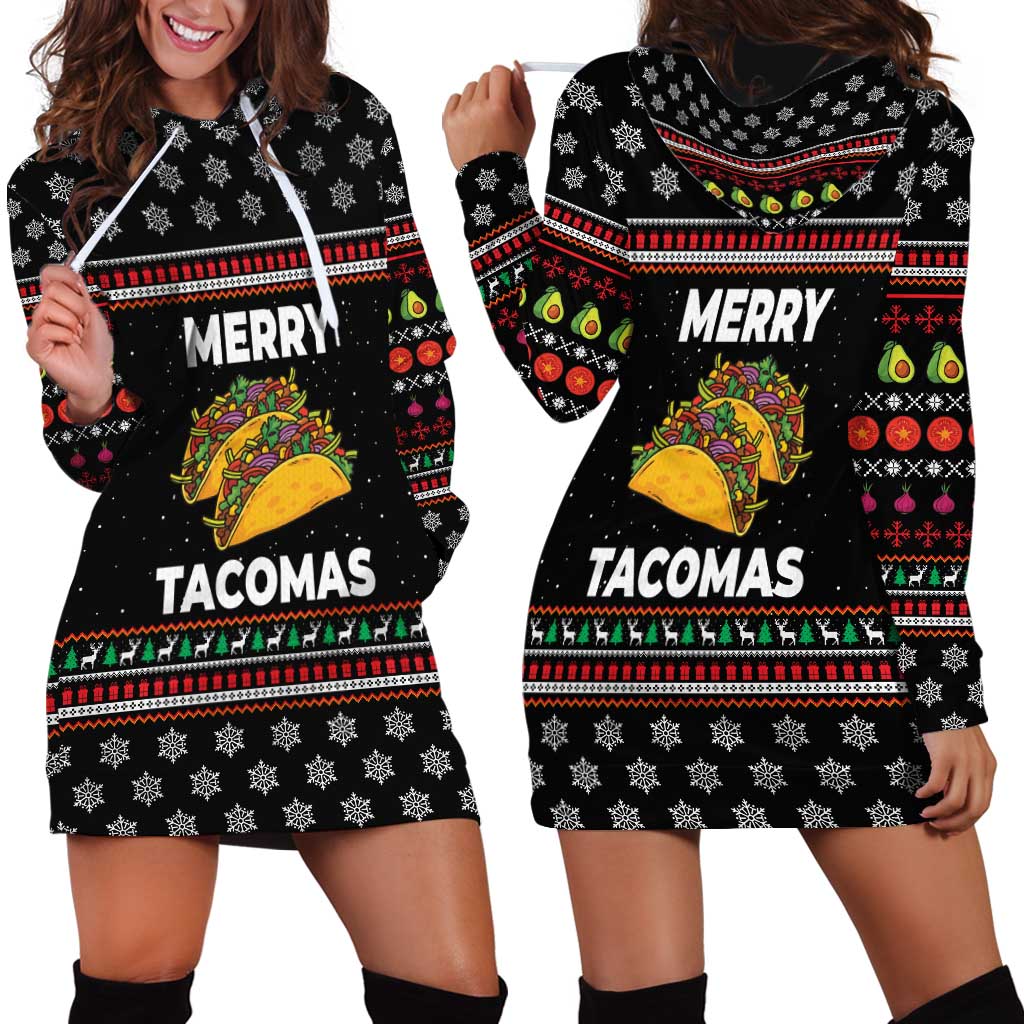 Merry Tacomas Christmas Hoodie Dress Xmas Holiday Patterns - Wonder Print Shop