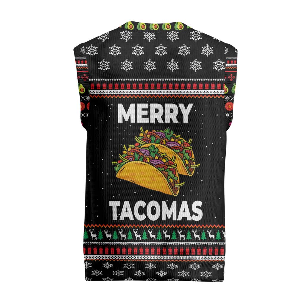 Merry Tacomas Christmas Knitted V-Neck Vest Xmas Holiday Patterns - Wonder Print Shop