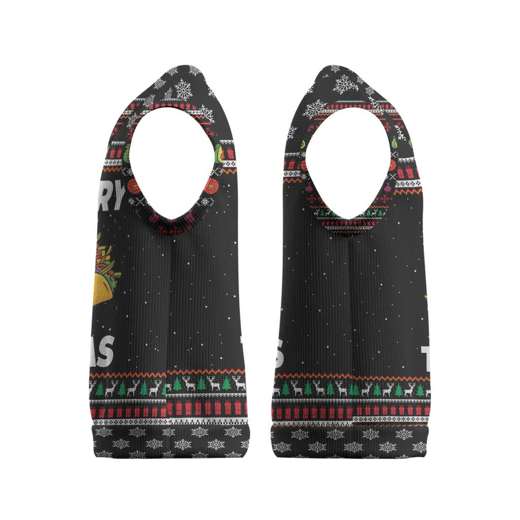Merry Tacomas Christmas Knitted V-Neck Vest Xmas Holiday Patterns - Wonder Print Shop