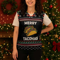 Merry Tacomas Christmas Knitted V-Neck Vest Xmas Holiday Patterns - Wonder Print Shop