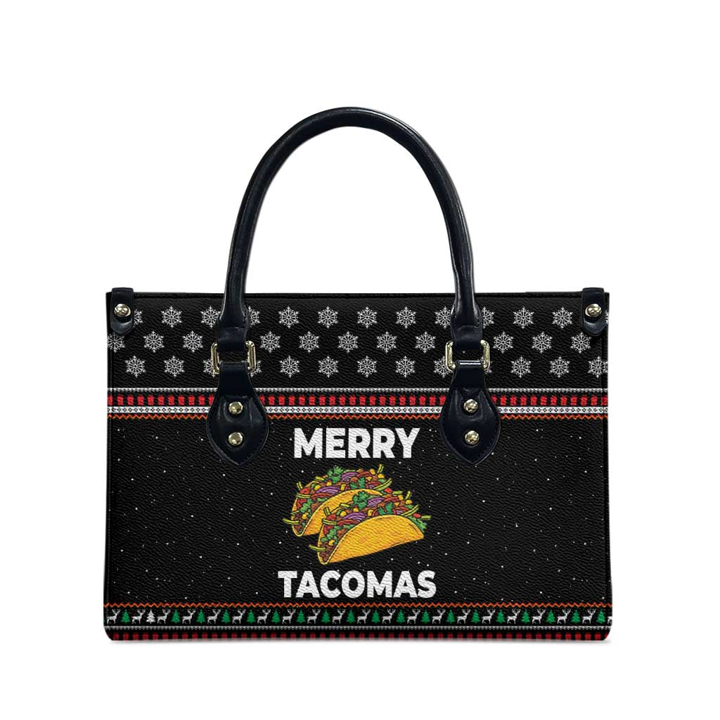 Merry Tacomas Christmas Leather Bag Xmas Holiday Patterns - Wonder Print Shop