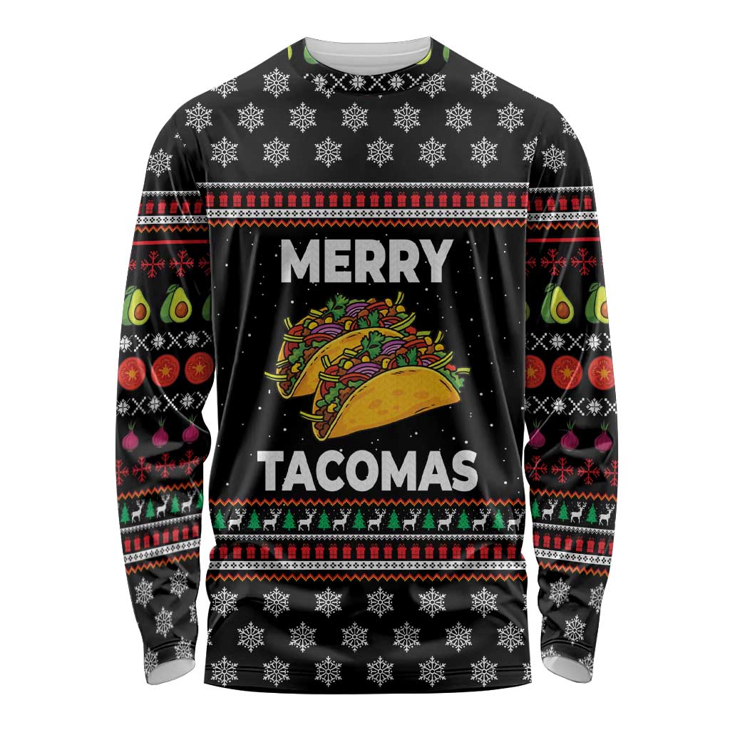 Merry Tacomas Christmas Long Sleeve Shirt Xmas Holiday Patterns - Wonder Print Shop