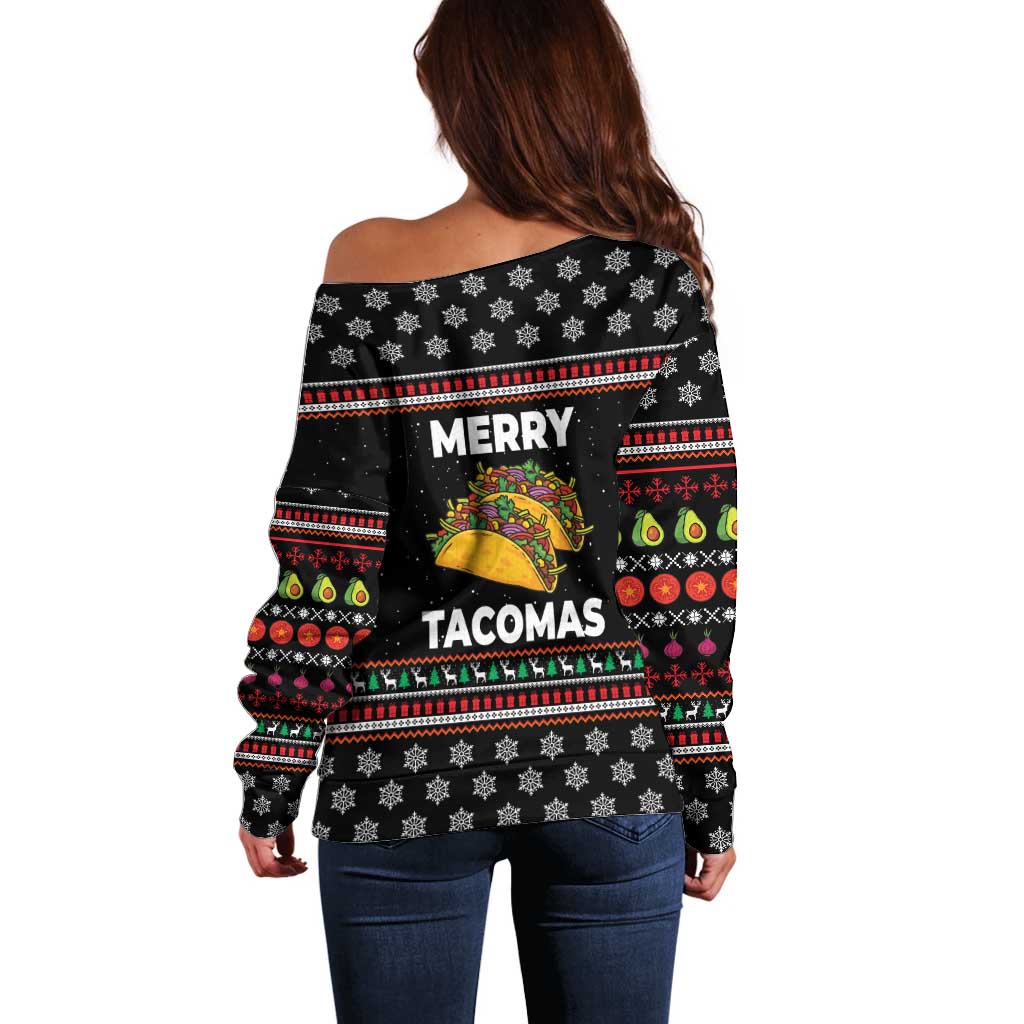 Merry Tacomas Christmas Off Shoulder Sweater Xmas Holiday Patterns - Wonder Print Shop