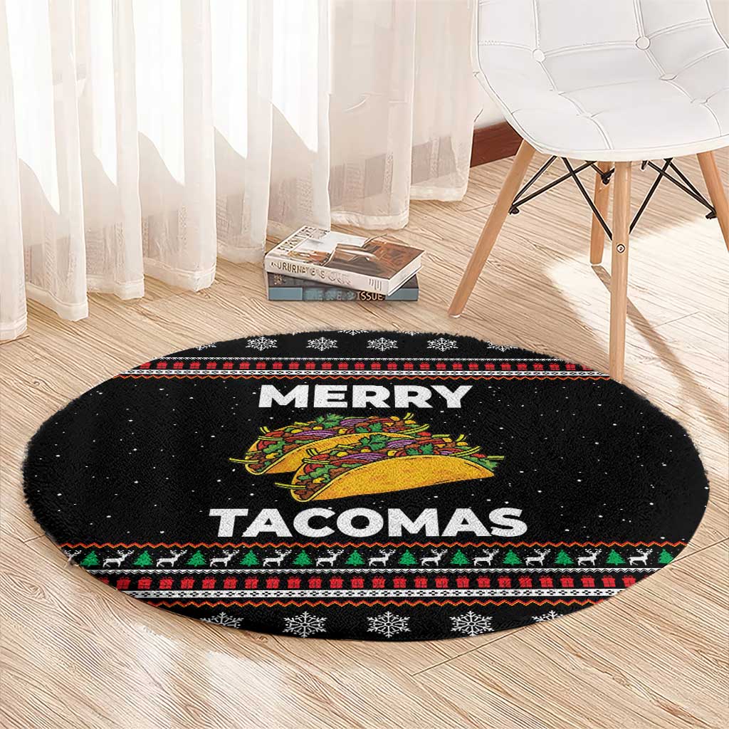 Merry Tacomas Christmas Round Carpet Xmas Holiday Patterns - Wonder Print Shop