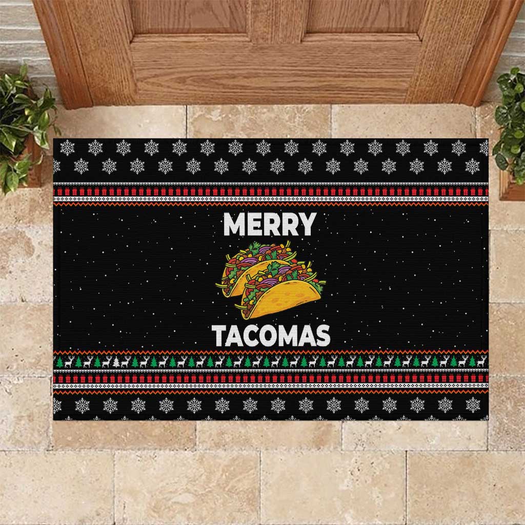 Merry Tacomas Christmas Rubber Doormat Xmas Holiday Patterns - Wonder Print Shop