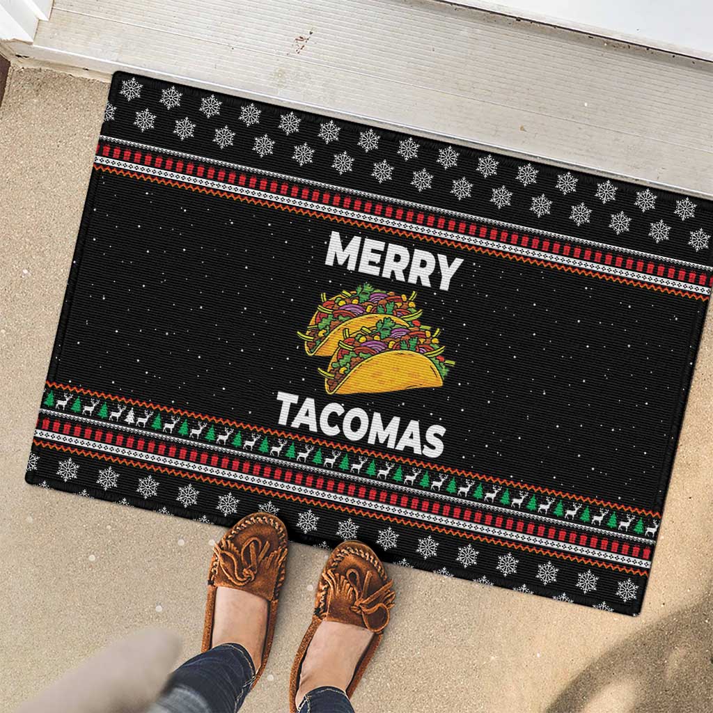 Merry Tacomas Christmas Rubber Doormat Xmas Holiday Patterns - Wonder Print Shop