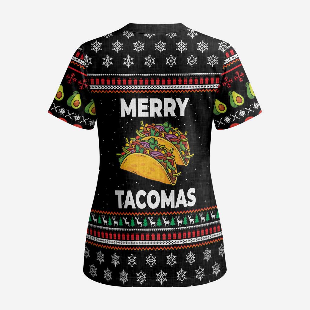 Merry Tacomas Christmas Scrub Top Xmas Holiday Patterns - Wonder Print Shop