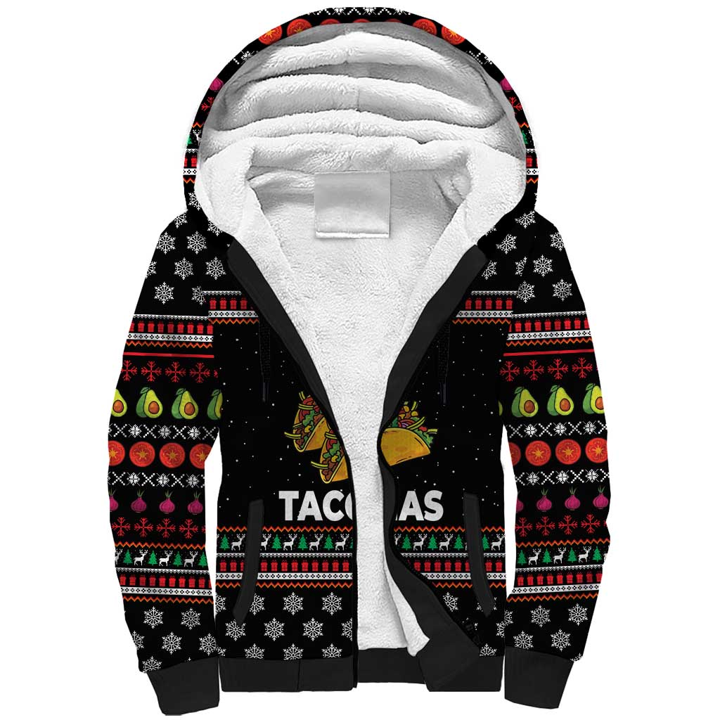 Merry Tacomas Christmas Sherpa Hoodie Xmas Holiday Patterns - Wonder Print Shop