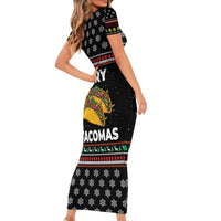 Merry Tacomas Christmas Short Sleeve Bodycon Dress Xmas Holiday Patterns - Wonder Print Shop