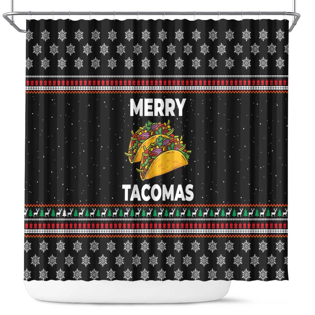 Merry Tacomas Christmas Shower Curtain Xmas Holiday Patterns - Wonder Print Shop