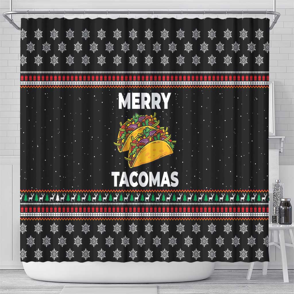 Merry Tacomas Christmas Shower Curtain Xmas Holiday Patterns - Wonder Print Shop