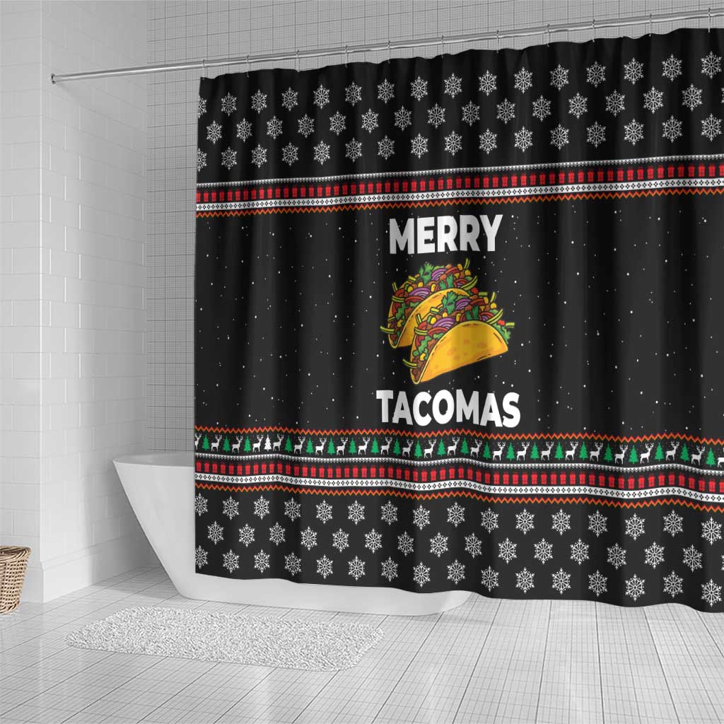 Merry Tacomas Christmas Shower Curtain Xmas Holiday Patterns - Wonder Print Shop