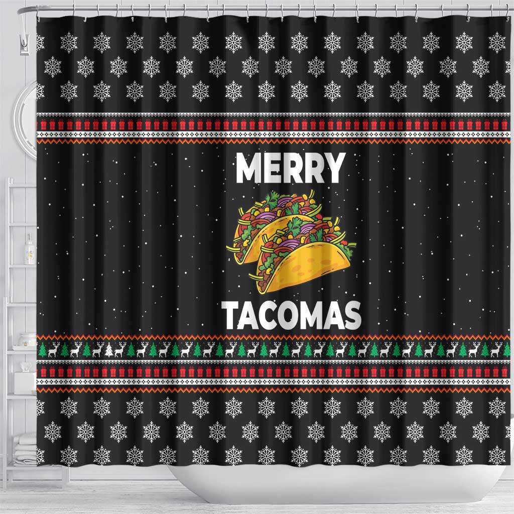 Merry Tacomas Christmas Shower Curtain Xmas Holiday Patterns - Wonder Print Shop