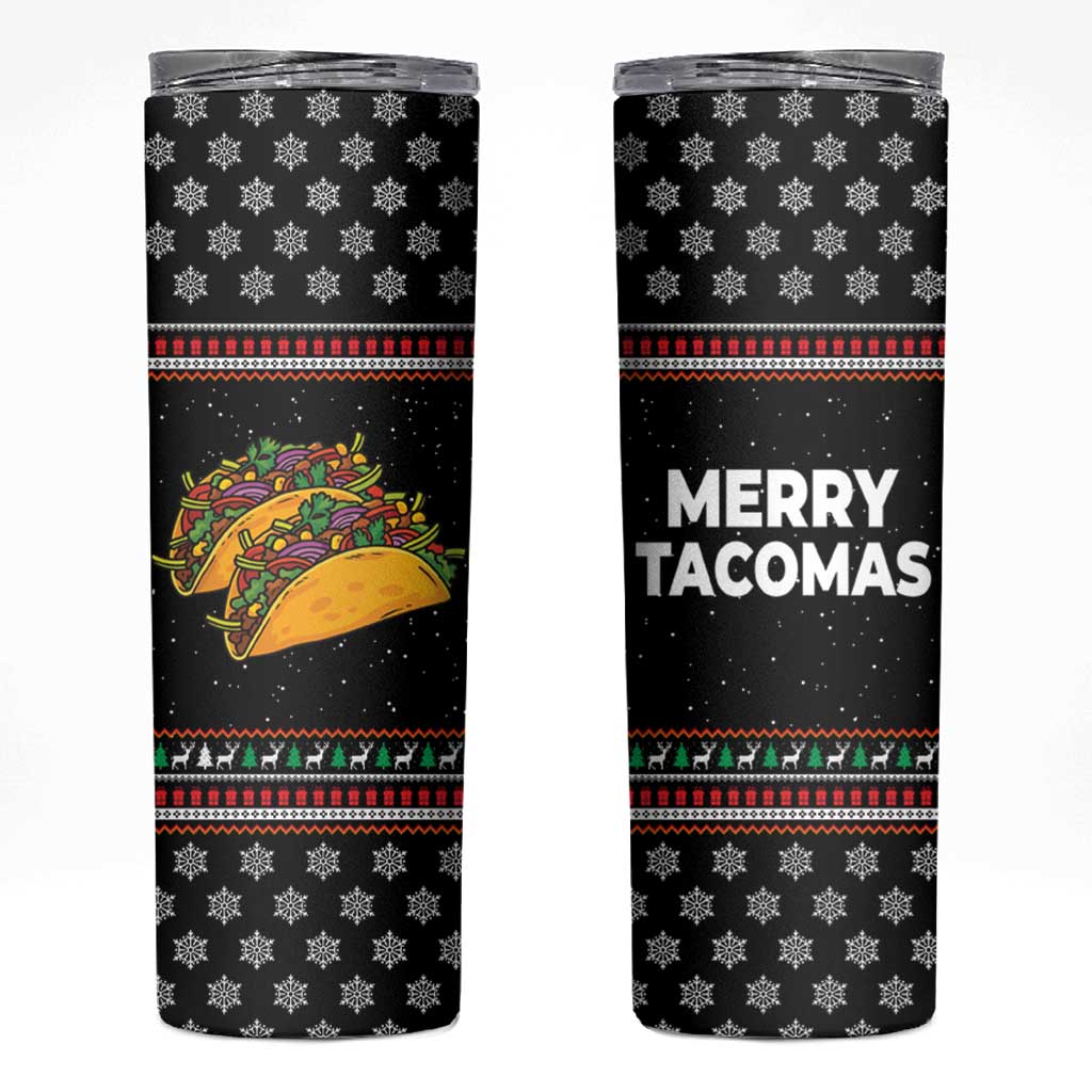 Merry Tacomas Christmas Skinny Tumbler Xmas Holiday Patterns - Wonder Print Shop