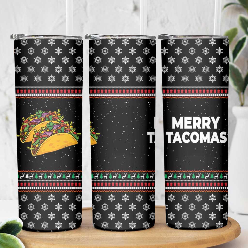 Merry Tacomas Christmas Skinny Tumbler Xmas Holiday Patterns - Wonder Print Shop