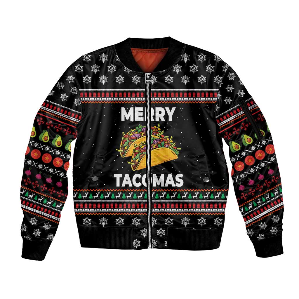 Merry Tacomas Christmas Sleeve Zip Bomber Jacket Xmas Holiday Patterns - Wonder Print Shop