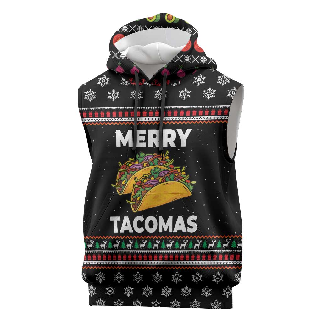 Merry Tacomas Christmas Sleeveless Hoodie Xmas Holiday Patterns - Wonder Print Shop