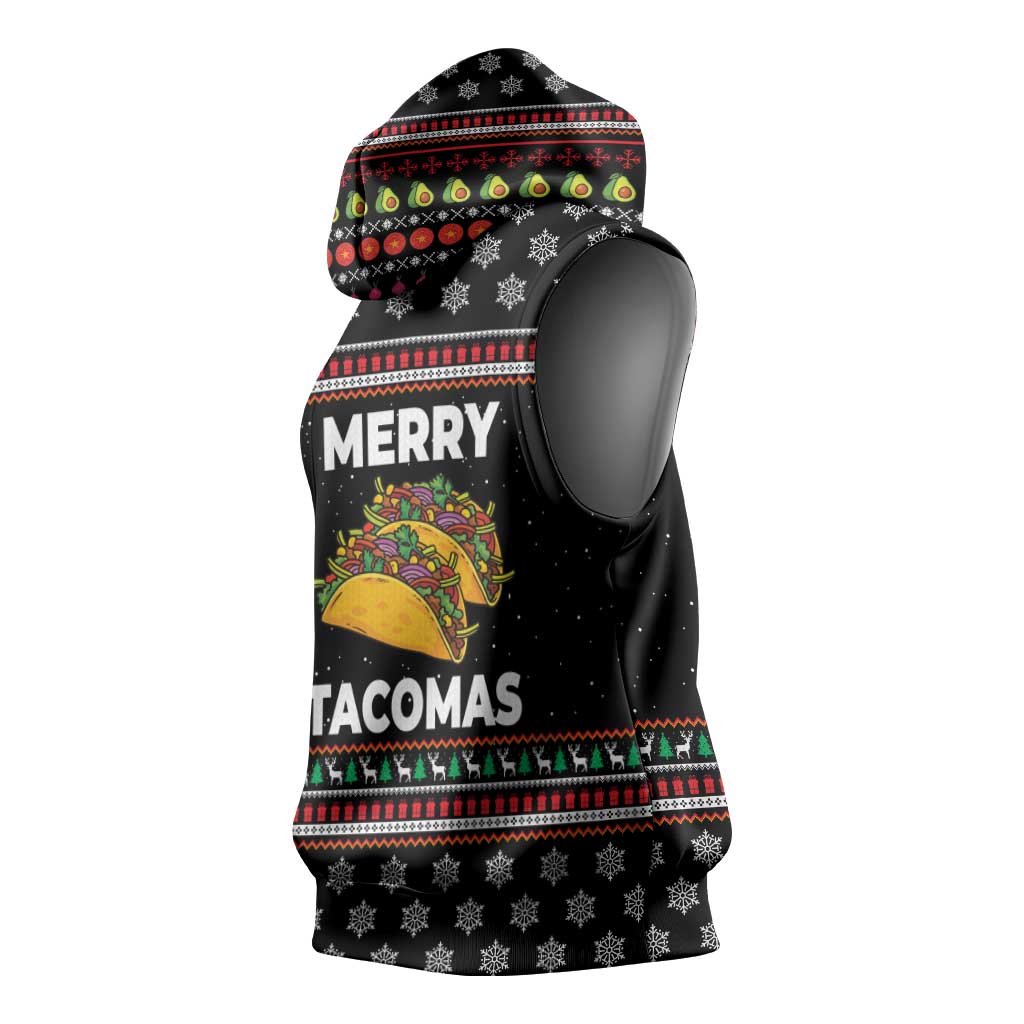 Merry Tacomas Christmas Sleeveless Hoodie Xmas Holiday Patterns - Wonder Print Shop