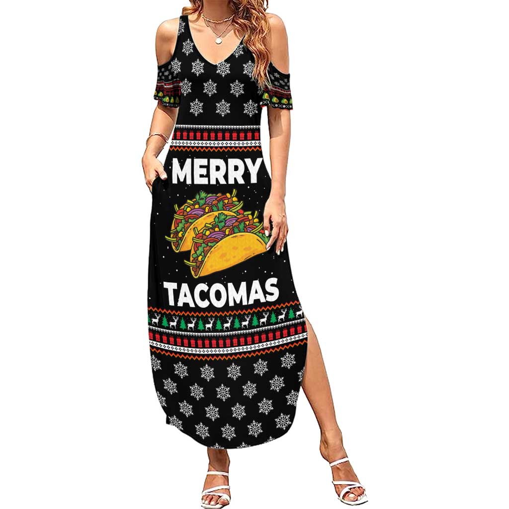 Merry Tacomas Christmas Summer Maxi Dress Xmas Holiday Patterns - Wonder Print Shop