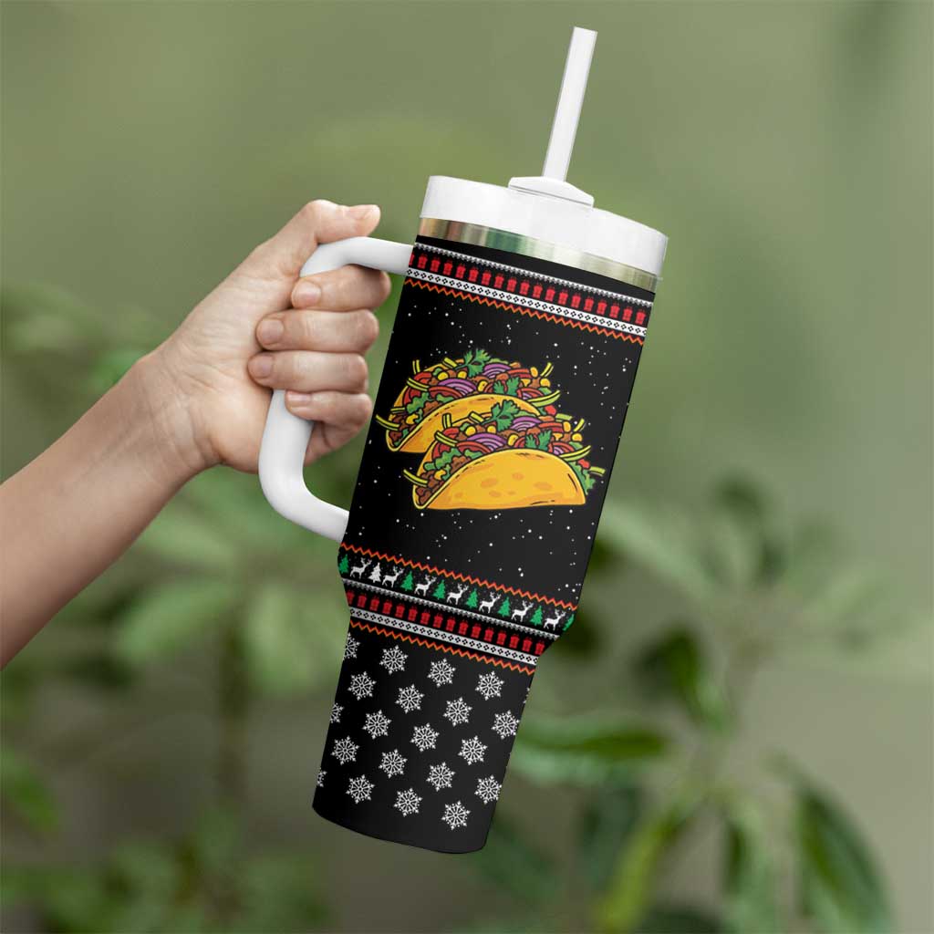 Merry Tacomas Christmas Tumbler With Handle Xmas Holiday Patterns - Wonder Print Shop