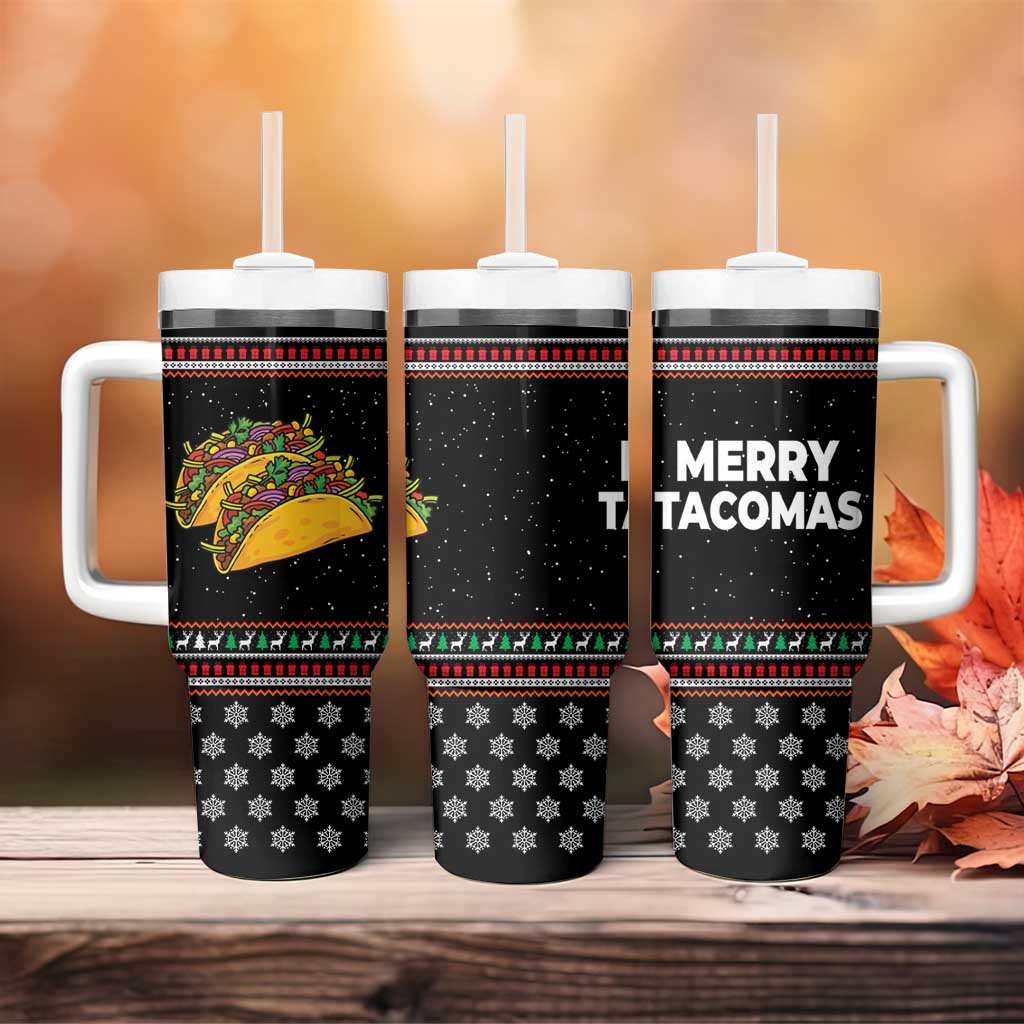 Merry Tacomas Christmas Tumbler With Handle Xmas Holiday Patterns - Wonder Print Shop