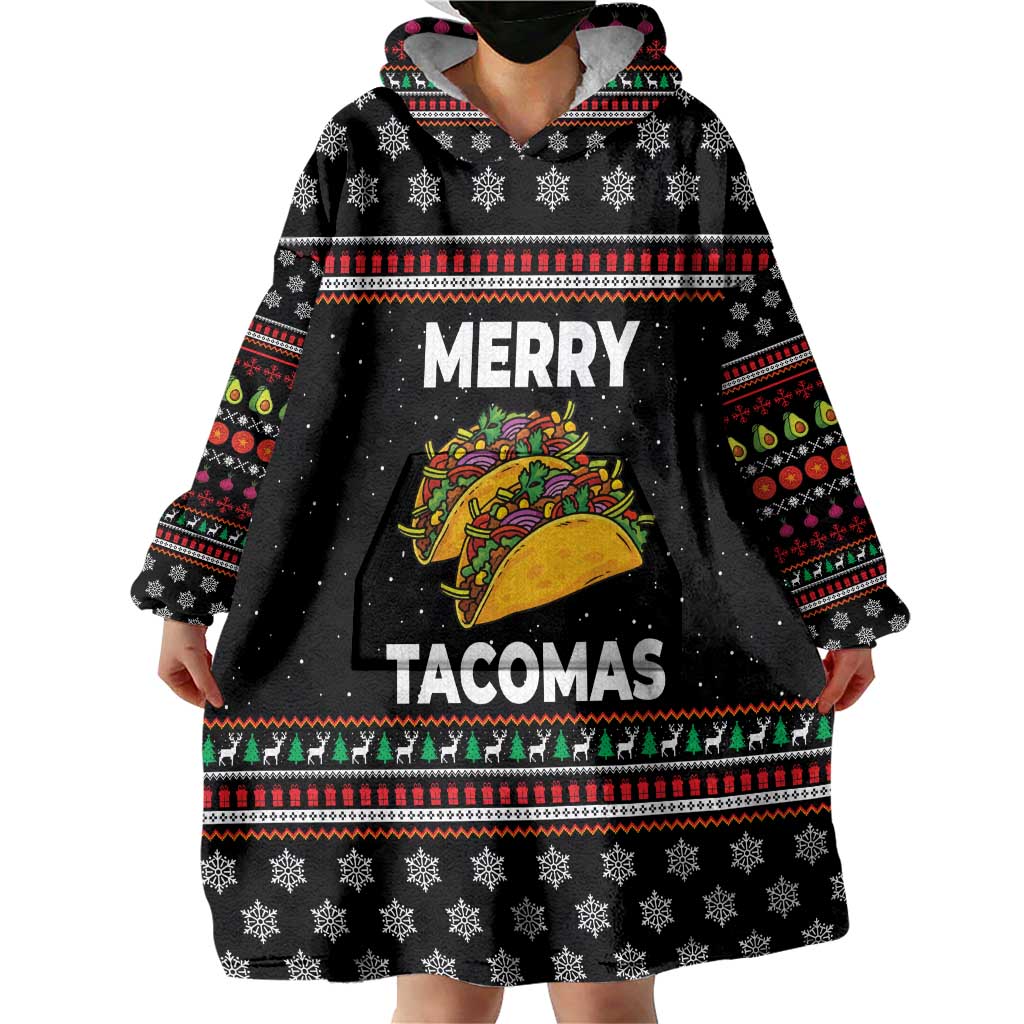 Merry Tacomas Christmas Wearable Blanket Hoodie Xmas Holiday Patterns - Wonder Print Shop