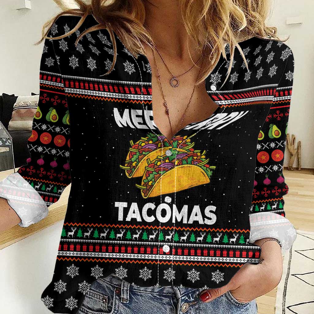 Merry Tacomas Christmas Women Casual Shirt Xmas Holiday Patterns - Wonder Print Shop
