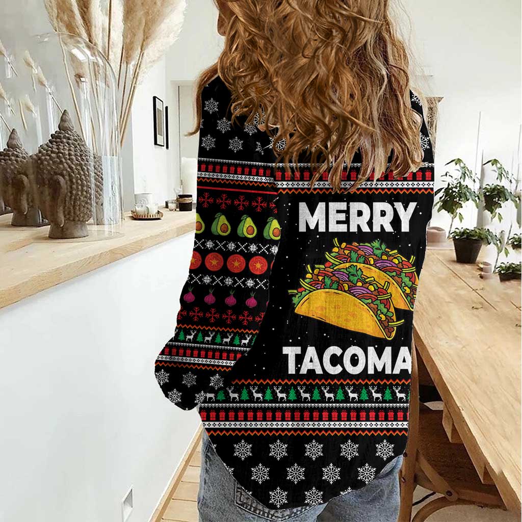 Merry Tacomas Christmas Women Casual Shirt Xmas Holiday Patterns - Wonder Print Shop
