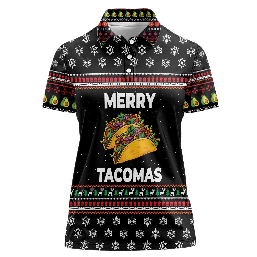 Merry Tacomas Christmas Women Polo Shirt Xmas Holiday Patterns - Wonder Print Shop