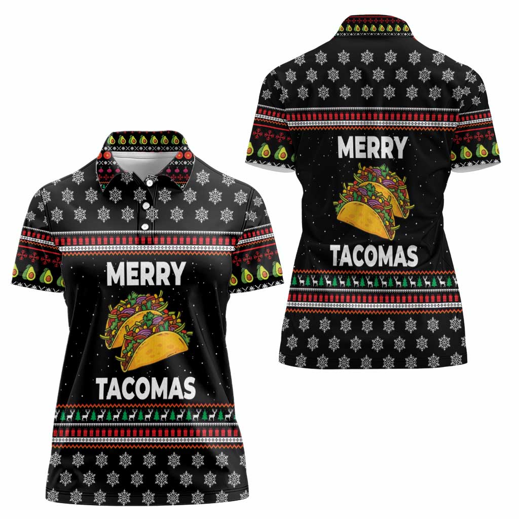 Merry Tacomas Christmas Women Polo Shirt Xmas Holiday Patterns - Wonder Print Shop