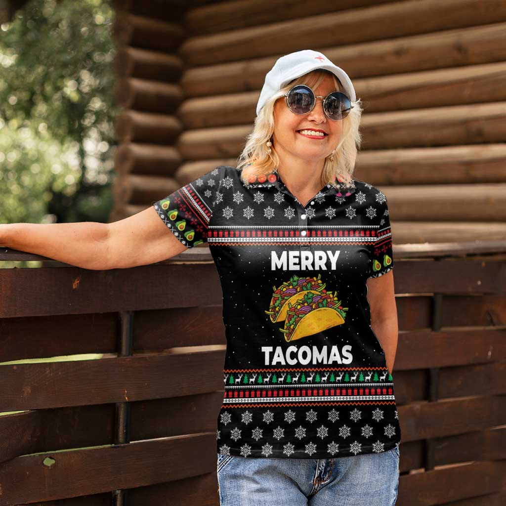 Merry Tacomas Christmas Women Polo Shirt Xmas Holiday Patterns - Wonder Print Shop