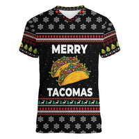 Merry Tacomas Christmas Women V-Neck T-Shirt Xmas Holiday Patterns - Wonder Print Shop
