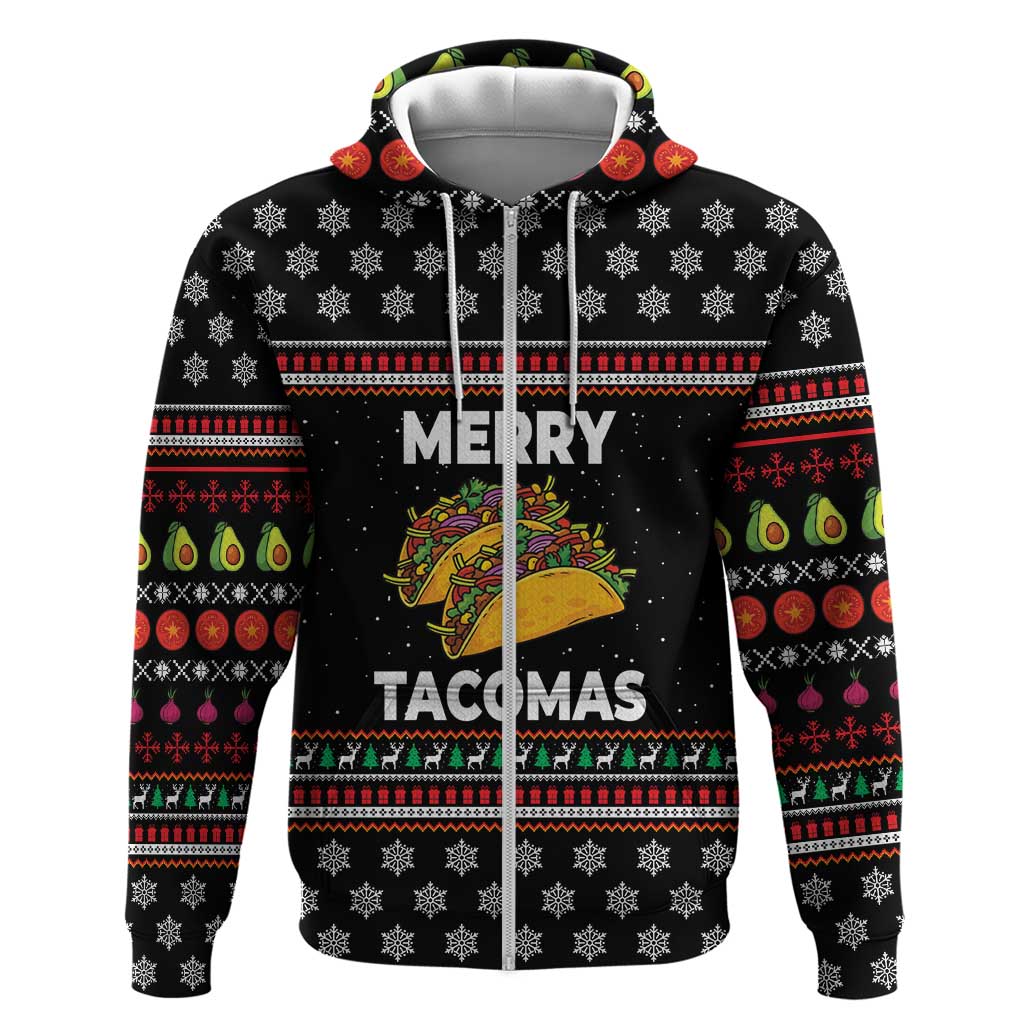 Merry Tacomas Christmas Zip Hoodie Xmas Holiday Patterns - Wonder Print Shop