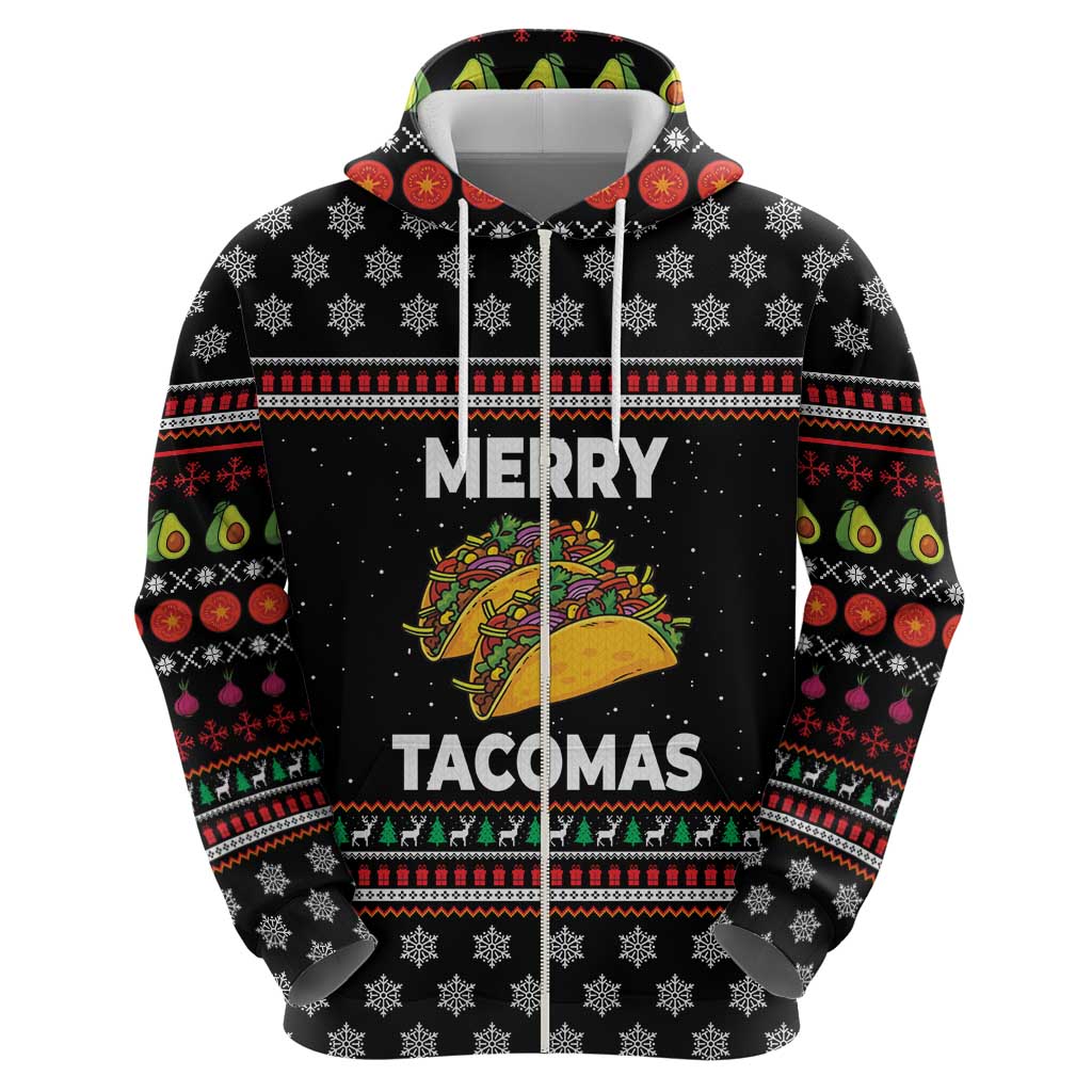 Merry Tacomas Christmas Zip Hoodie Xmas Holiday Patterns - Wonder Print Shop