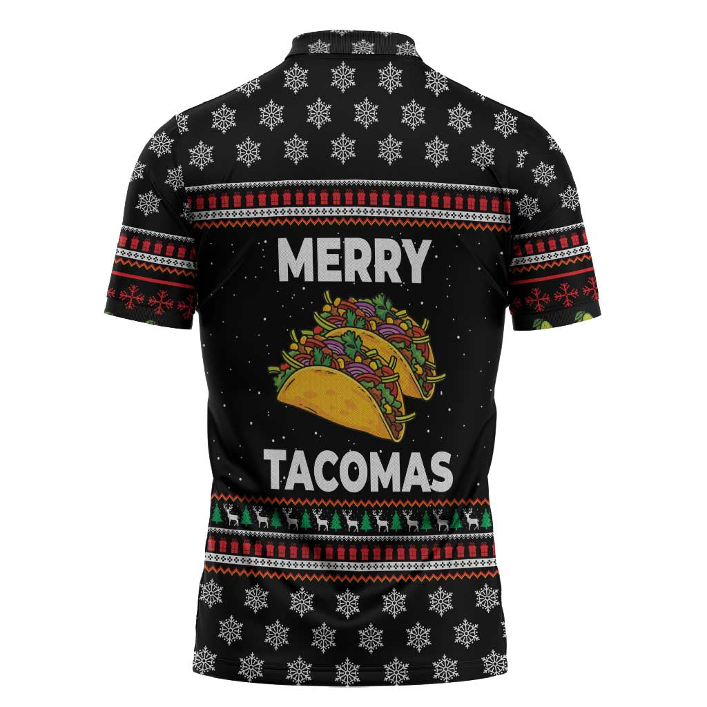Merry Tacomas Christmas Zipper Polo Shirt Xmas Holiday Patterns - Wonder Print Shop