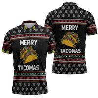 Merry Tacomas Christmas Zipper Polo Shirt Xmas Holiday Patterns - Wonder Print Shop
