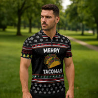 Merry Tacomas Christmas Zipper Polo Shirt Xmas Holiday Patterns - Wonder Print Shop