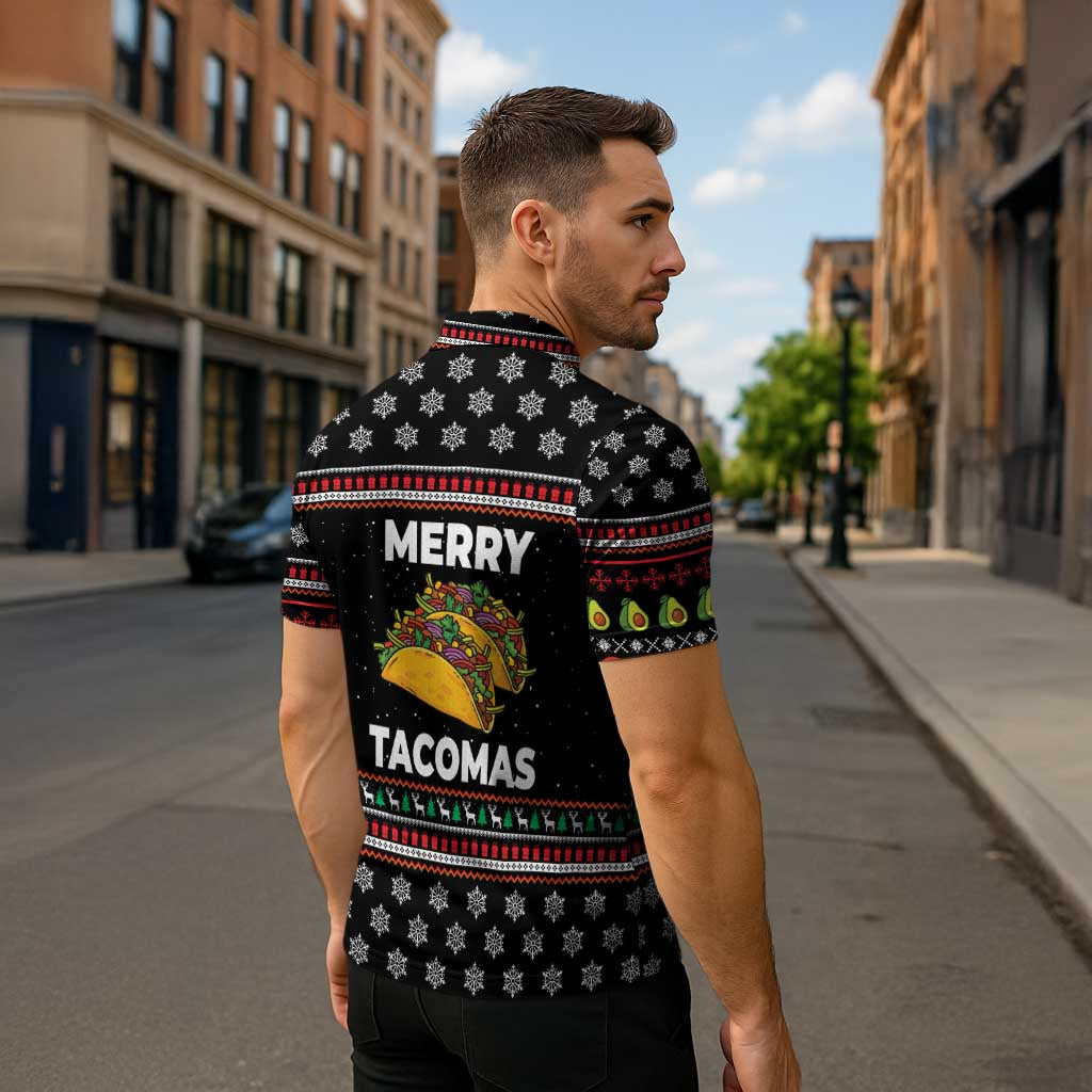Merry Tacomas Christmas Zipper Polo Shirt Xmas Holiday Patterns - Wonder Print Shop