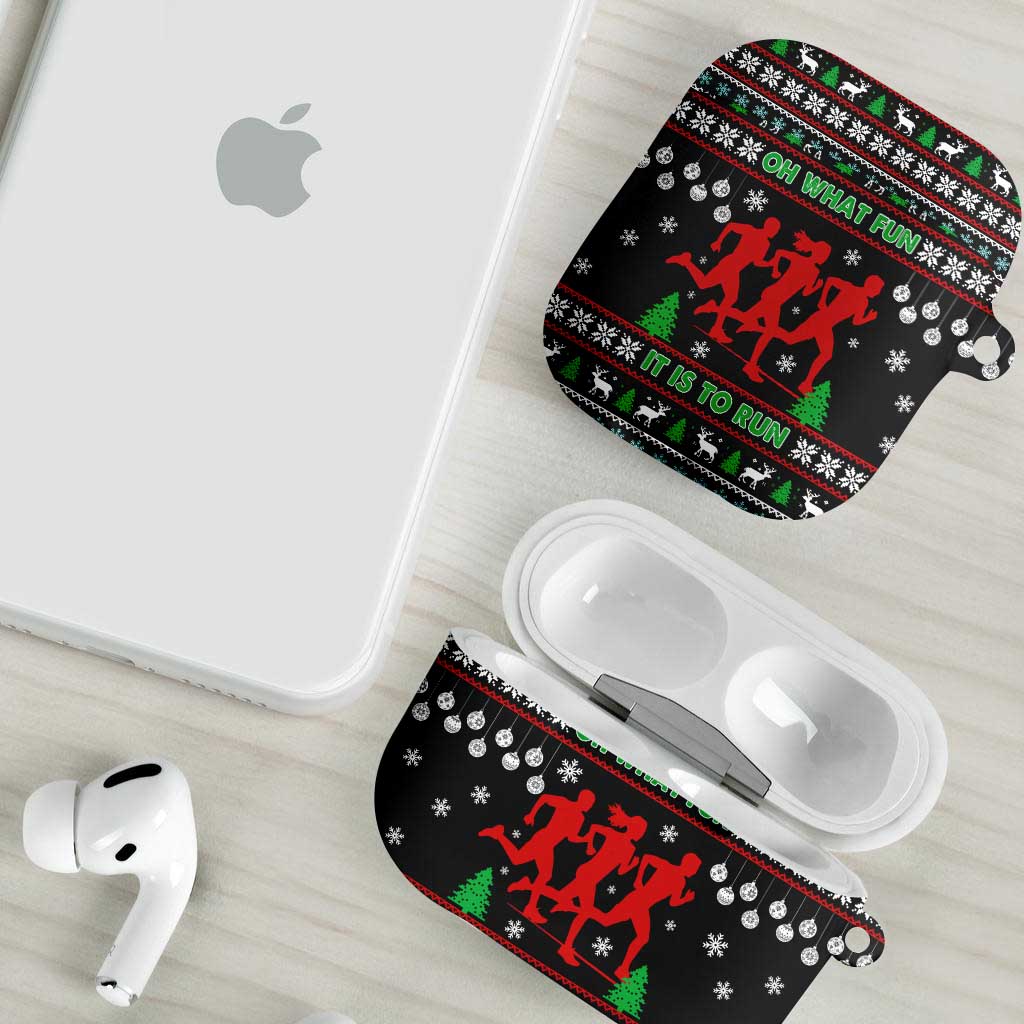 Running Oh What Fun Christmas AirPods Case Xmas Holiday Patterns - Wonder Print Shop