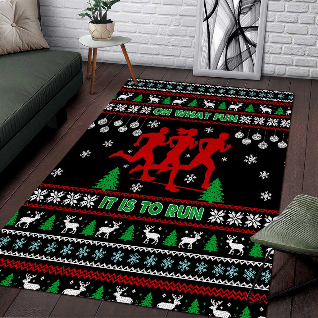 Running Oh What Fun Christmas Area Rug Xmas Holiday Patterns - Wonder Print Shop