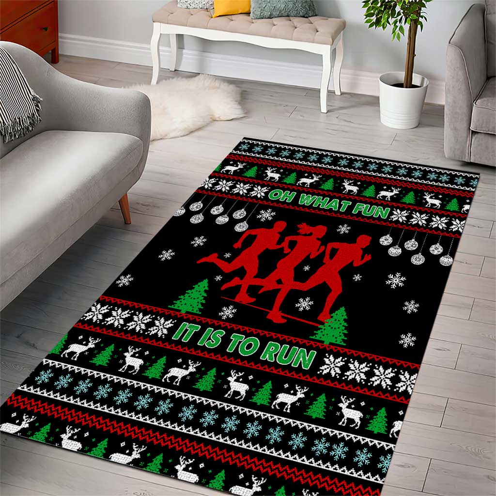 Running Oh What Fun Christmas Area Rug Xmas Holiday Patterns - Wonder Print Shop