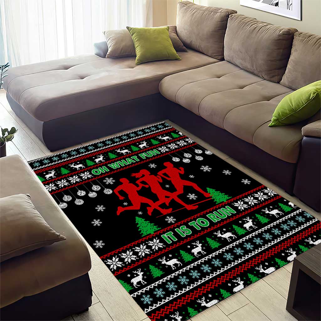 Running Oh What Fun Christmas Area Rug Xmas Holiday Patterns - Wonder Print Shop