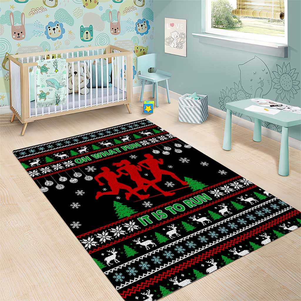 Running Oh What Fun Christmas Area Rug Xmas Holiday Patterns - Wonder Print Shop
