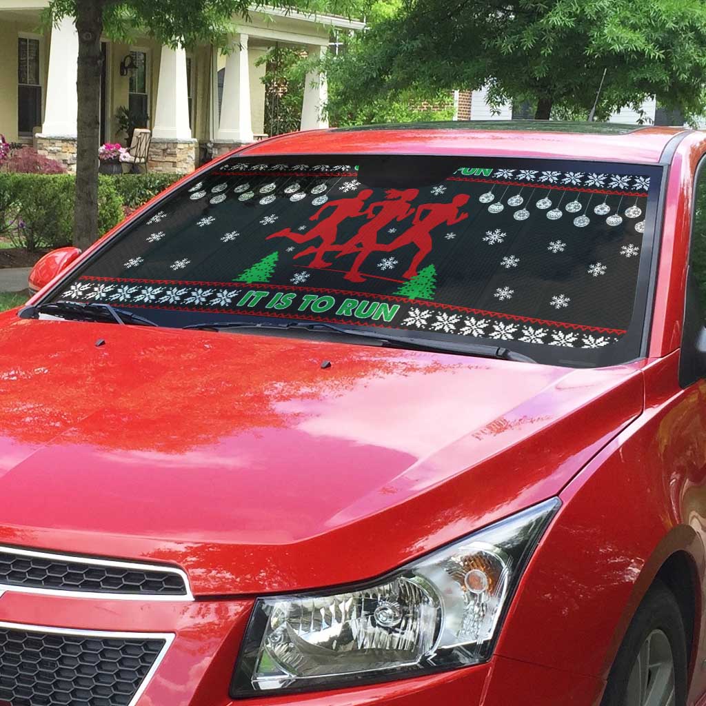 Running Oh What Fun Christmas Auto Sun Shade Xmas Holiday Patterns - Wonder Print Shop