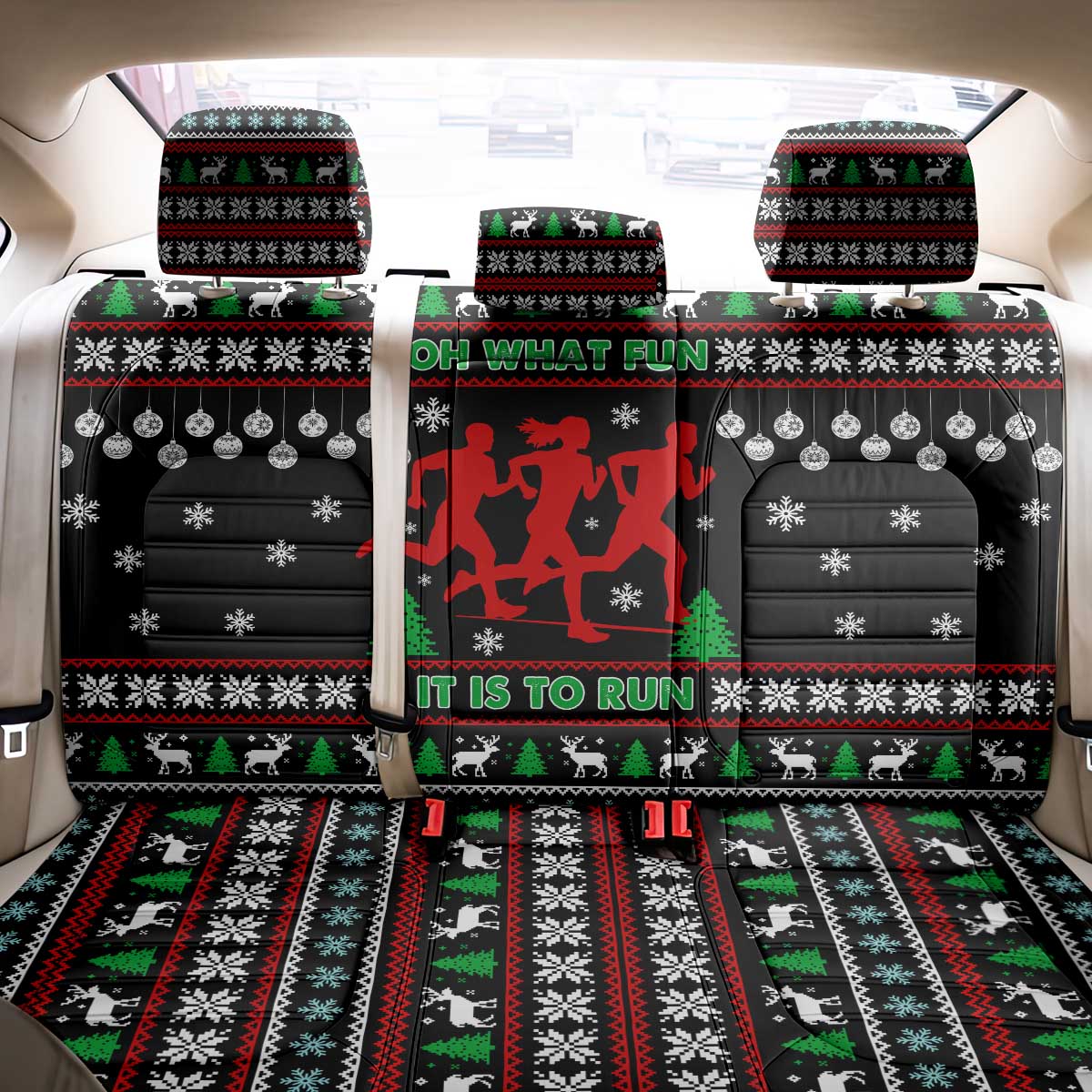 Running Oh What Fun Christmas Back Car Seat Cover Xmas Holiday Patterns - Wonder Print Shop