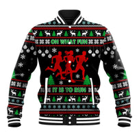 Running Oh What Fun Christmas Baseball Jacket Xmas Holiday Patterns - Wonder Print Shop