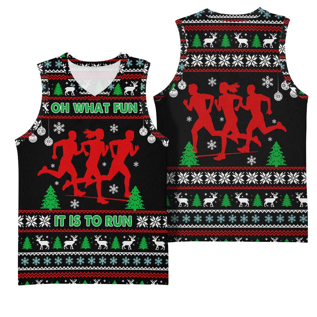 Running Oh What Fun Christmas Basketball Jersey Xmas Holiday Patterns - Wonder Print Shop