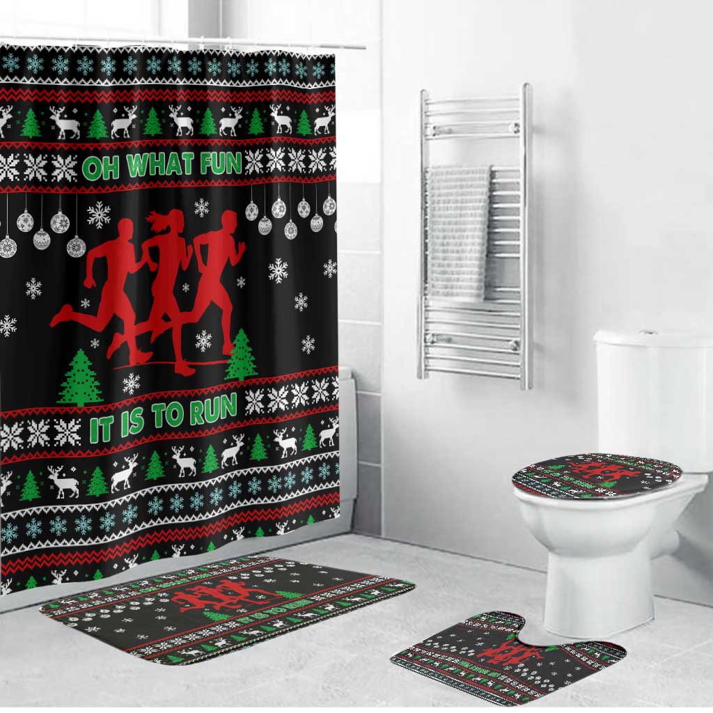 Running Oh What Fun Christmas Bathroom Set Xmas Holiday Patterns - Wonder Print Shop